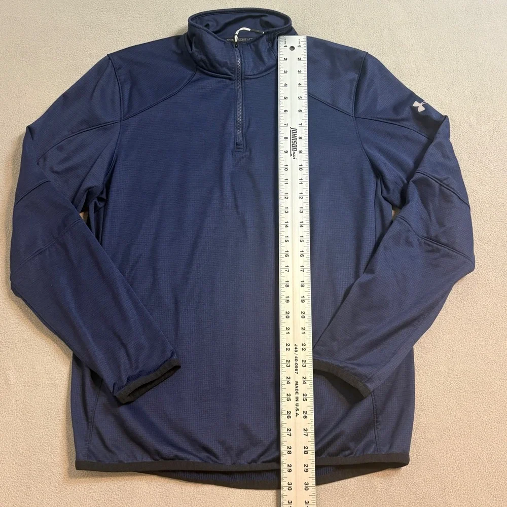 Under Armour ColdGear Reactor Mens Large Navy Blue 1/4 Zip Fitted Pullover Top